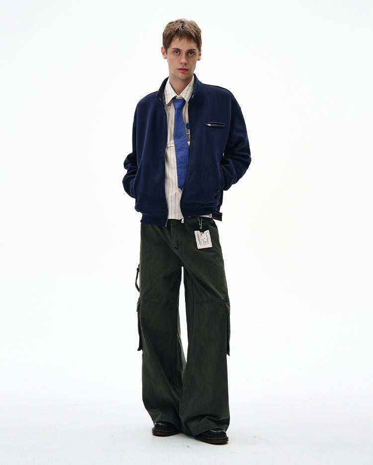 MADWITCH UNISEX MINIMALIST STAND COLLAR JACKET #AB1080