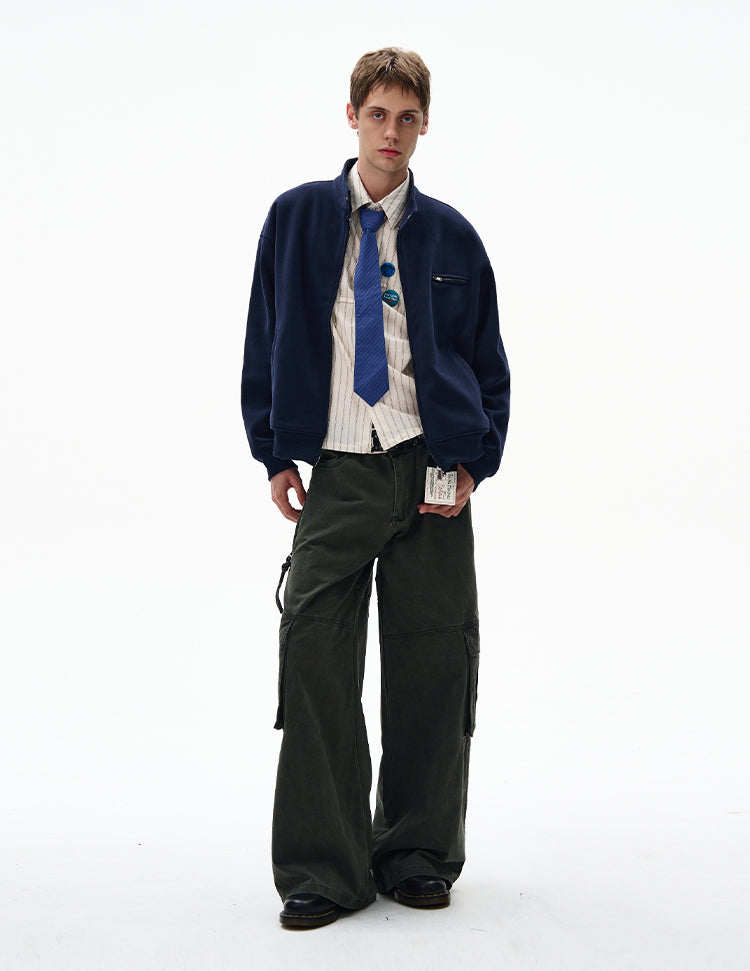 MADWITCH UNISEX MINIMALIST STAND COLLAR JACKET #AB1080