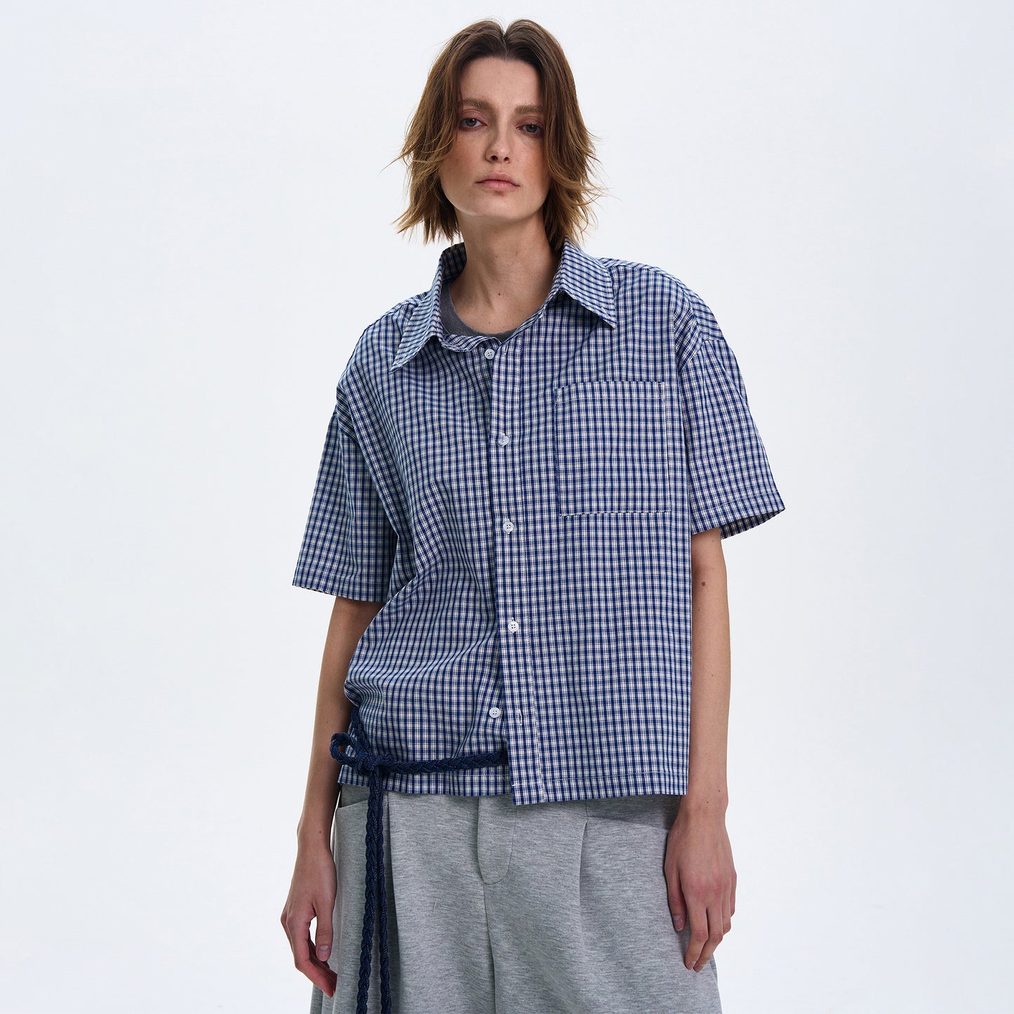 MADWITCH SPRING SUMMER PLAID SHORT-SLEEVE SHIRT #CR212