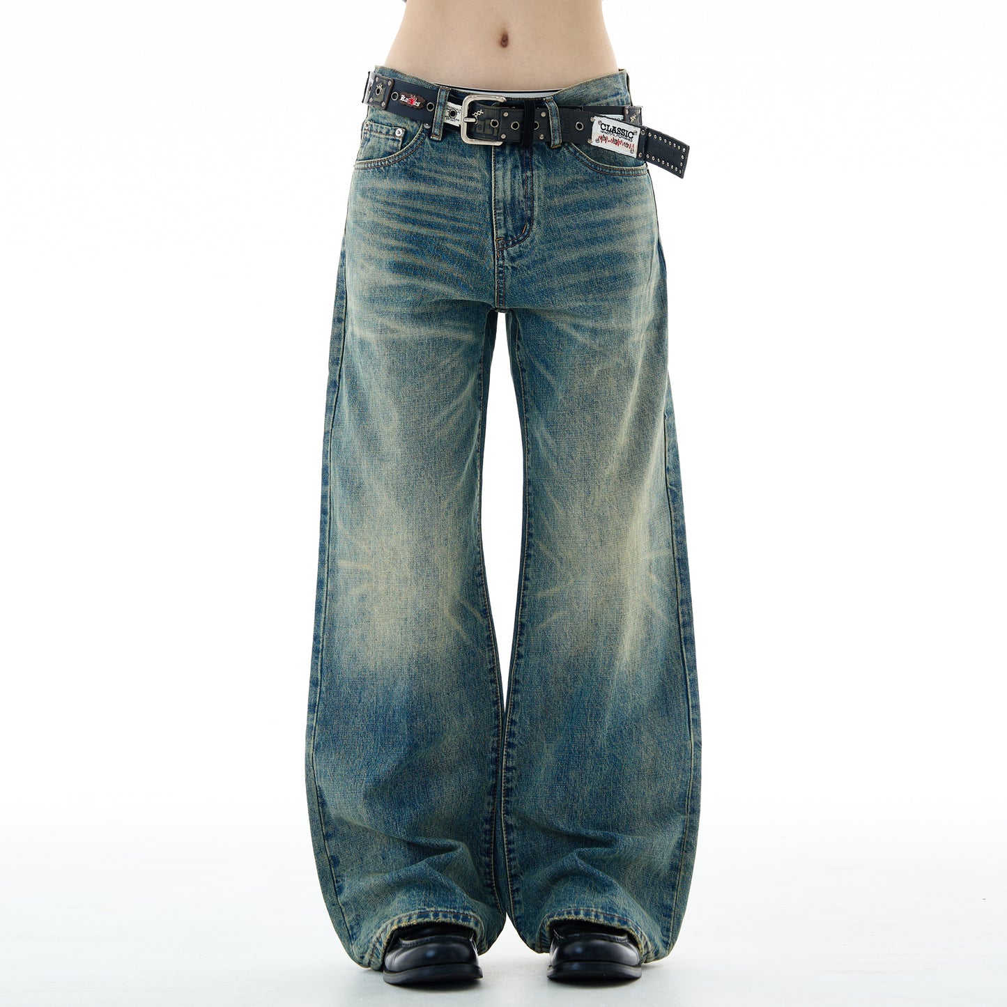 MADWITCH UNISEX HIGH STREET WASHED DENIM JEANS #GP5517