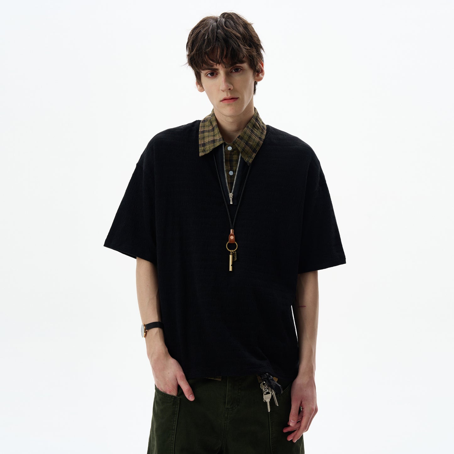 MADWITCH V-NECK KNIT TEE #6971