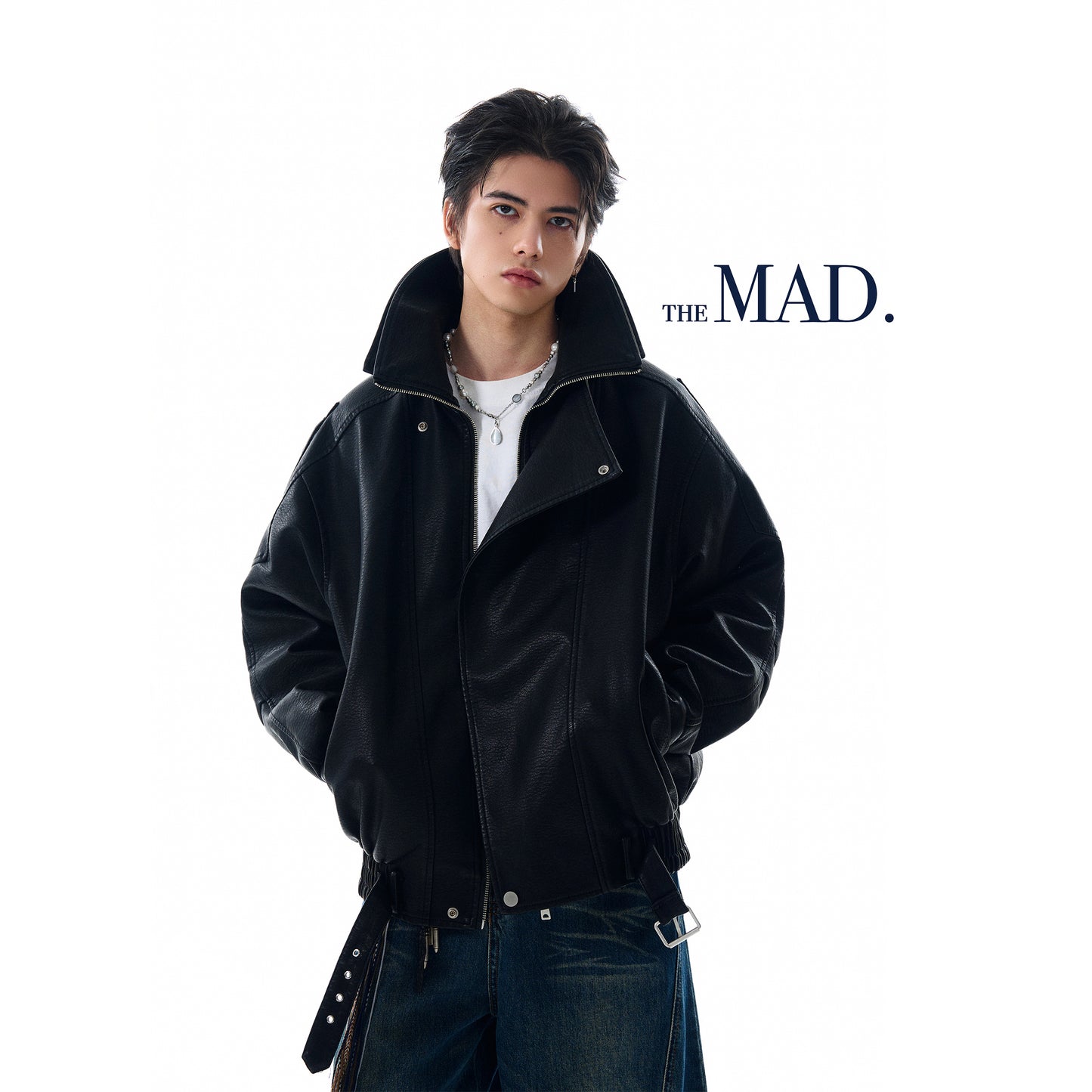 MADWITCH BIKER-STYLE LEATHER JACKET #NR4020