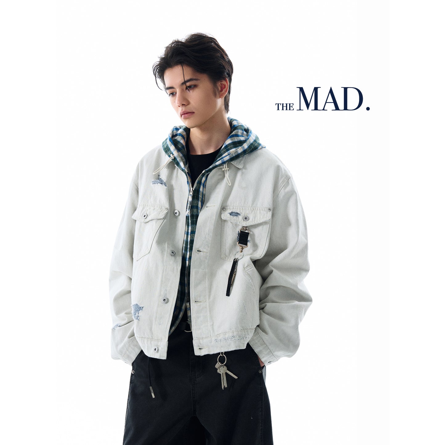 MADWITCH DISTRESSED WASHED DENIM JACKET #C177C25