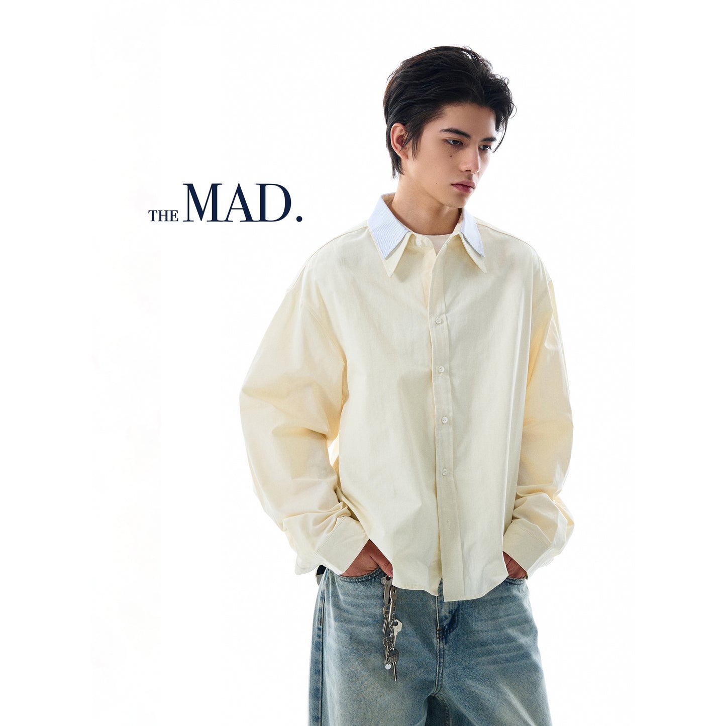 MADWITCH DOUBLE COLLAR PATCHWORK SHIRT #RC140