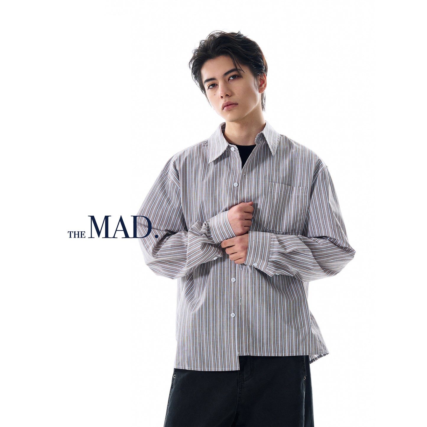 MADWITCH STRIPED LONG SHIRT #RC158