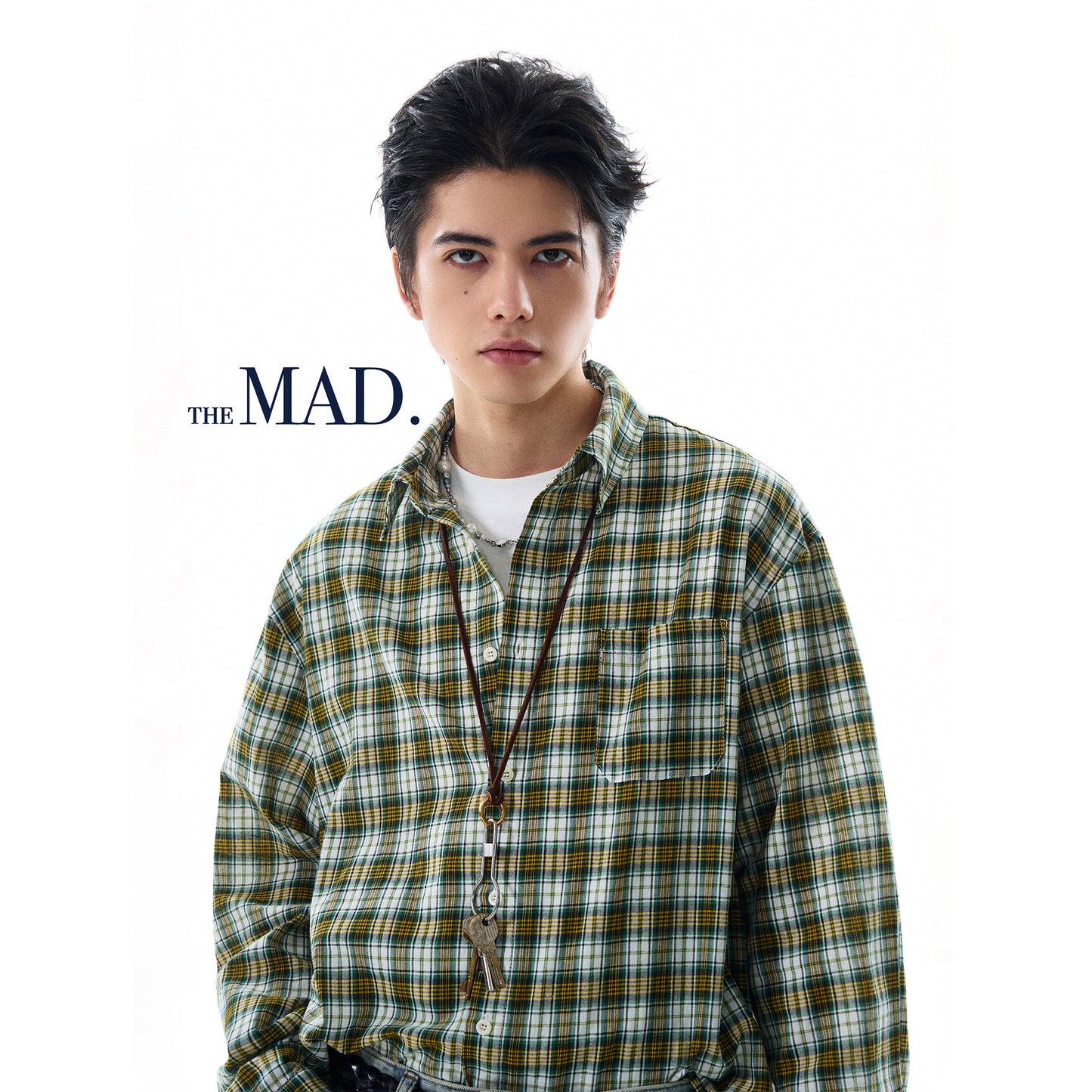 MADWITCH VINTAGE PLAID LONG SHIRT #RC157