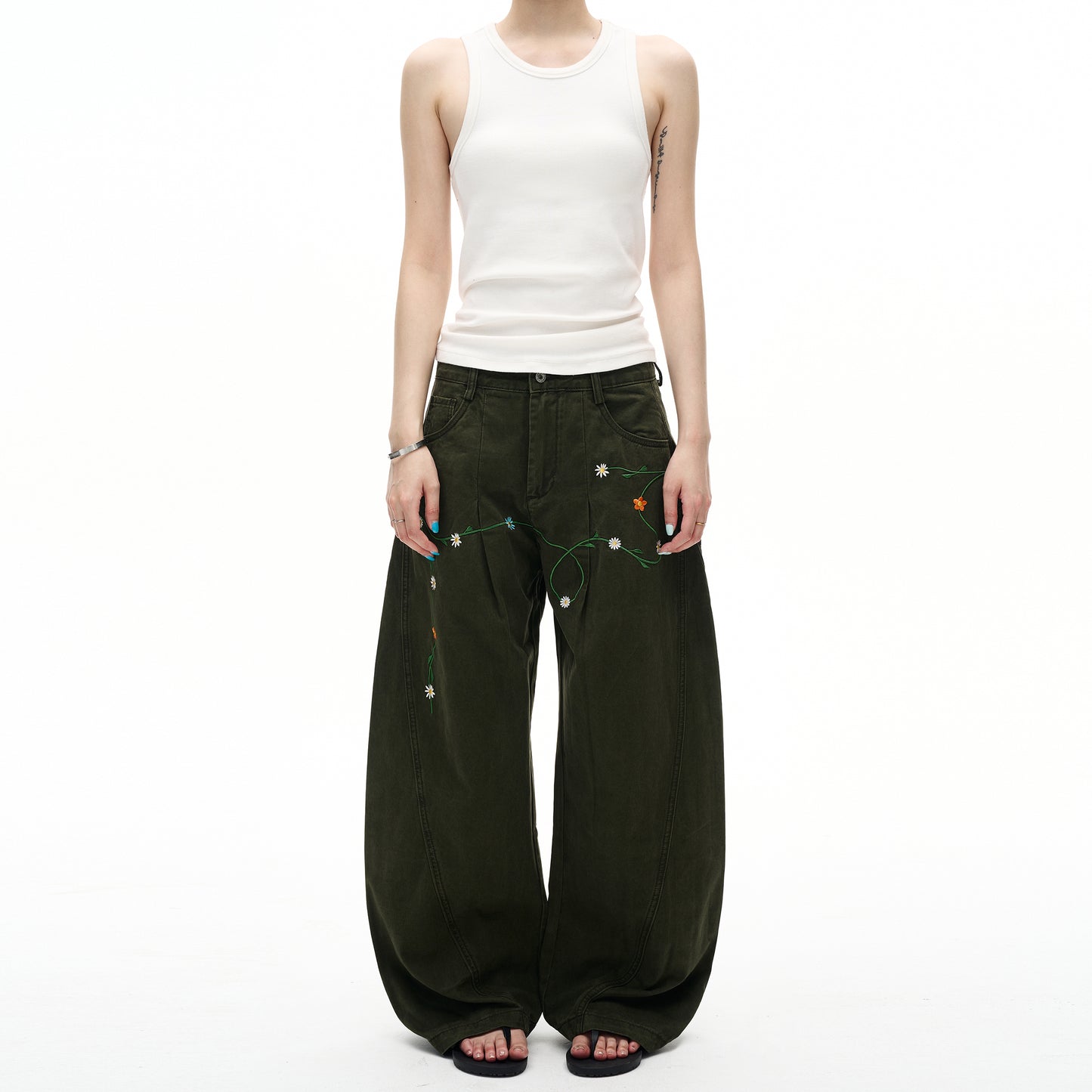 MADWITCH FLORAL PATCH CARGO PANTS #E5807