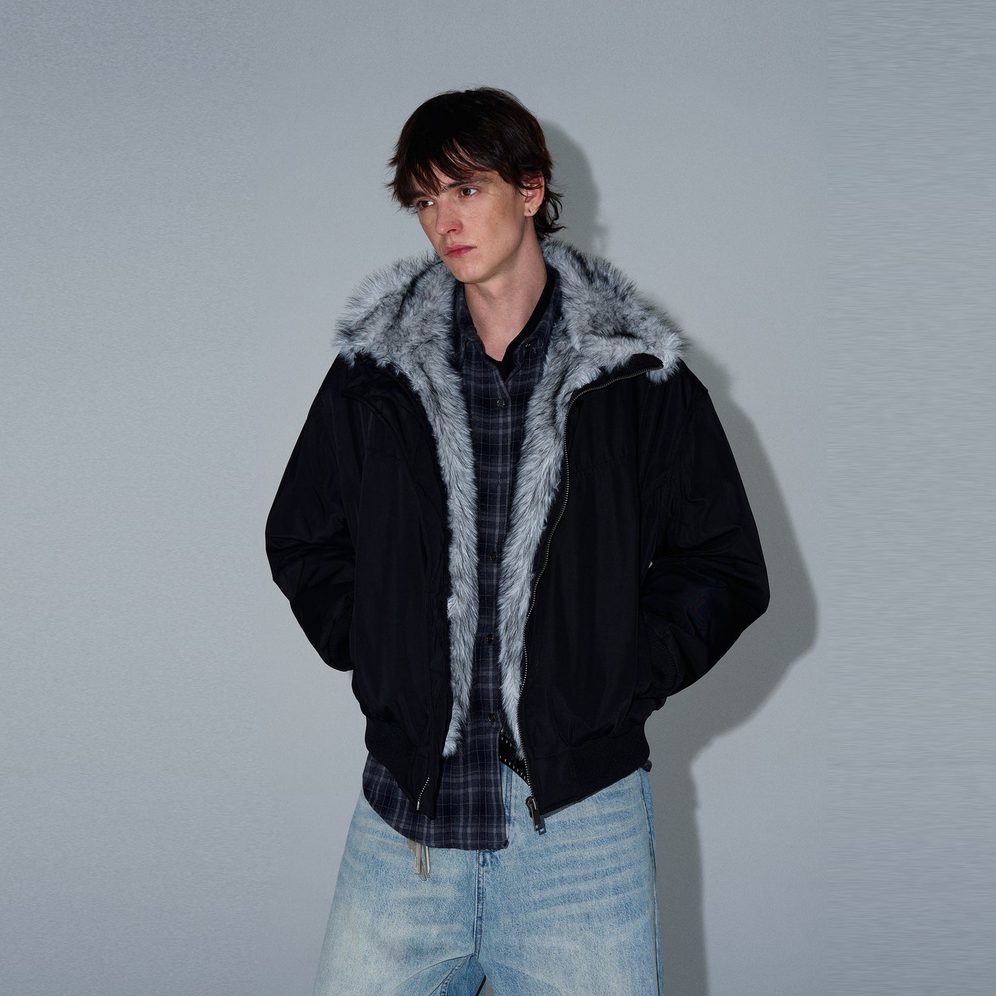 MADWITCH LOOSE FIT FUR-COLLAR JACKET #990219
