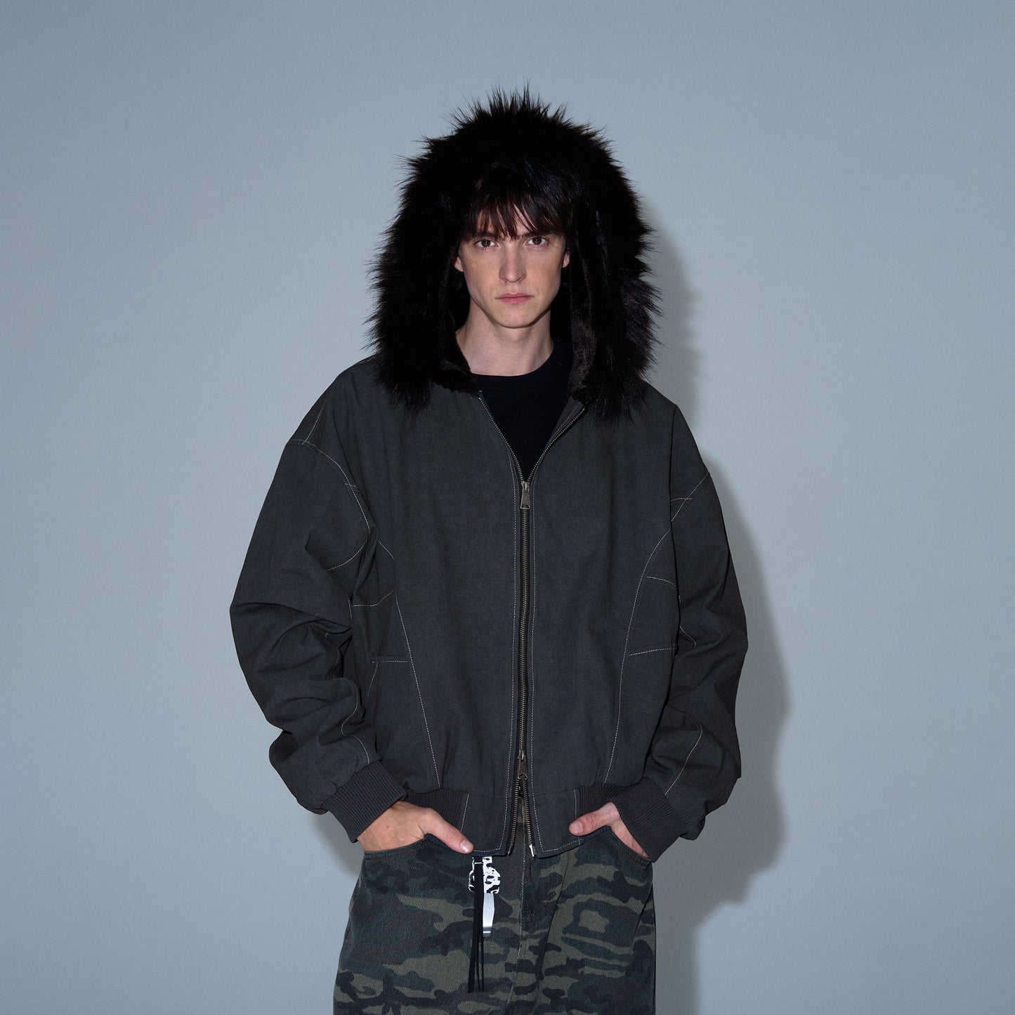 MADWITCH LOOSE FITTED FLEECE LINED JACKET #0191
