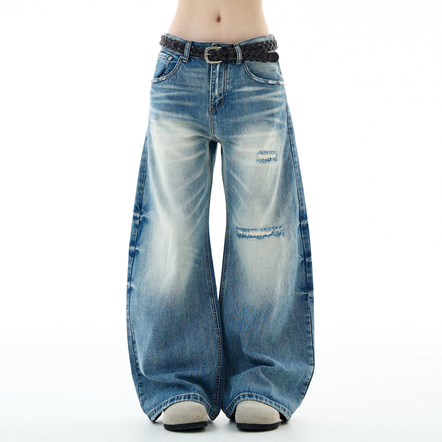 MADWITCH UNISEX INS STYLE DISTRESSED DENIM JEANS #G6867