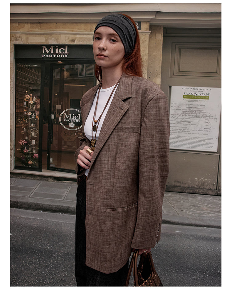 MADWITCH CHECKERED MID-LENGTH BLAZER #2712