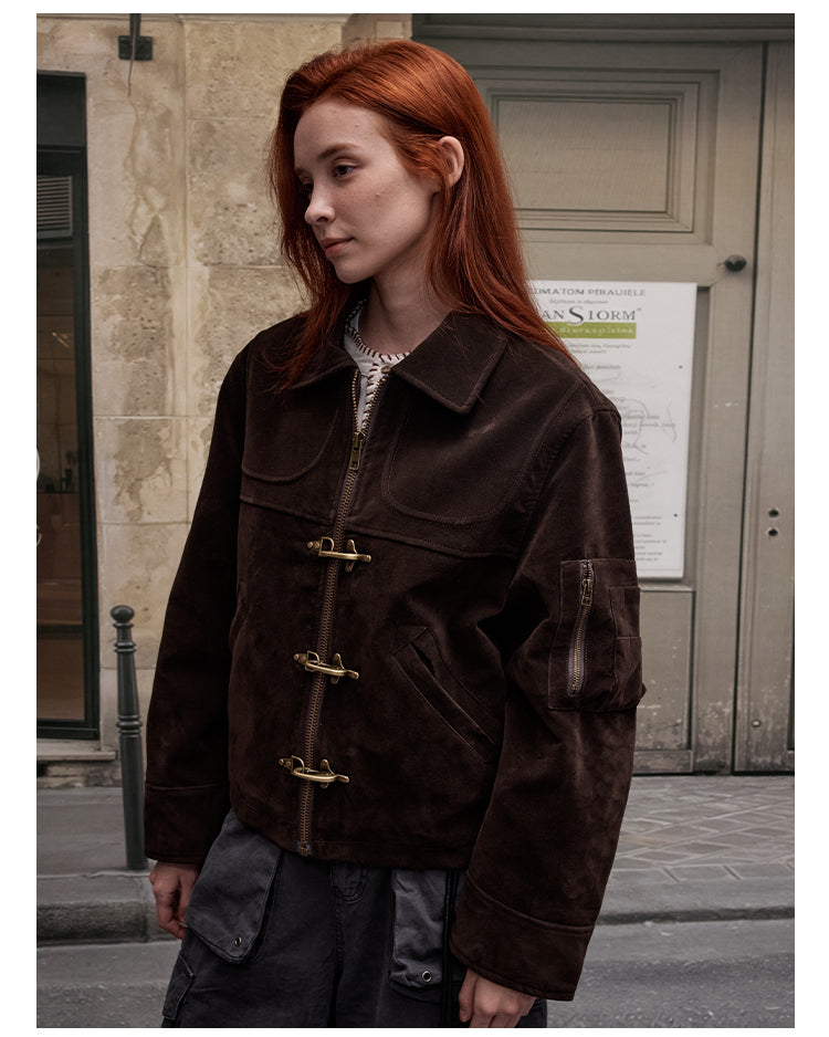 MADWITCH FAUX SUEDE CROP JACKET #MD256081