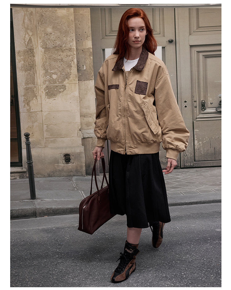 MADWITCH FAUX SUEDE WORKWEAR COAT #MD2562