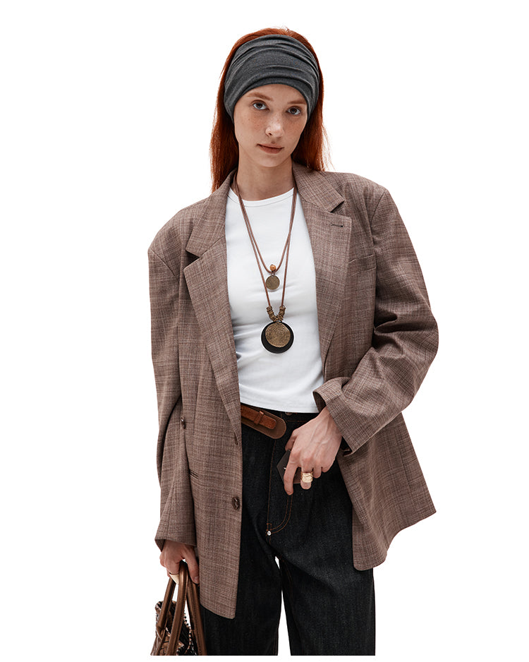 MADWITCH CHECKERED MID-LENGTH BLAZER #2712