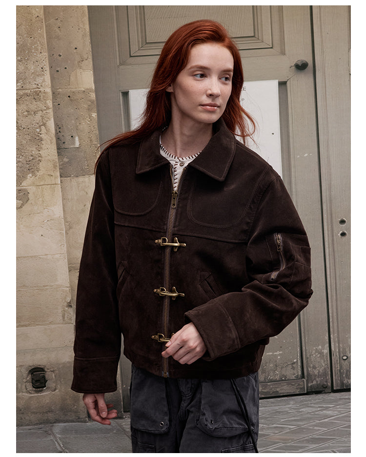 MADWITCH FAUX SUEDE CROP JACKET #MD256081
