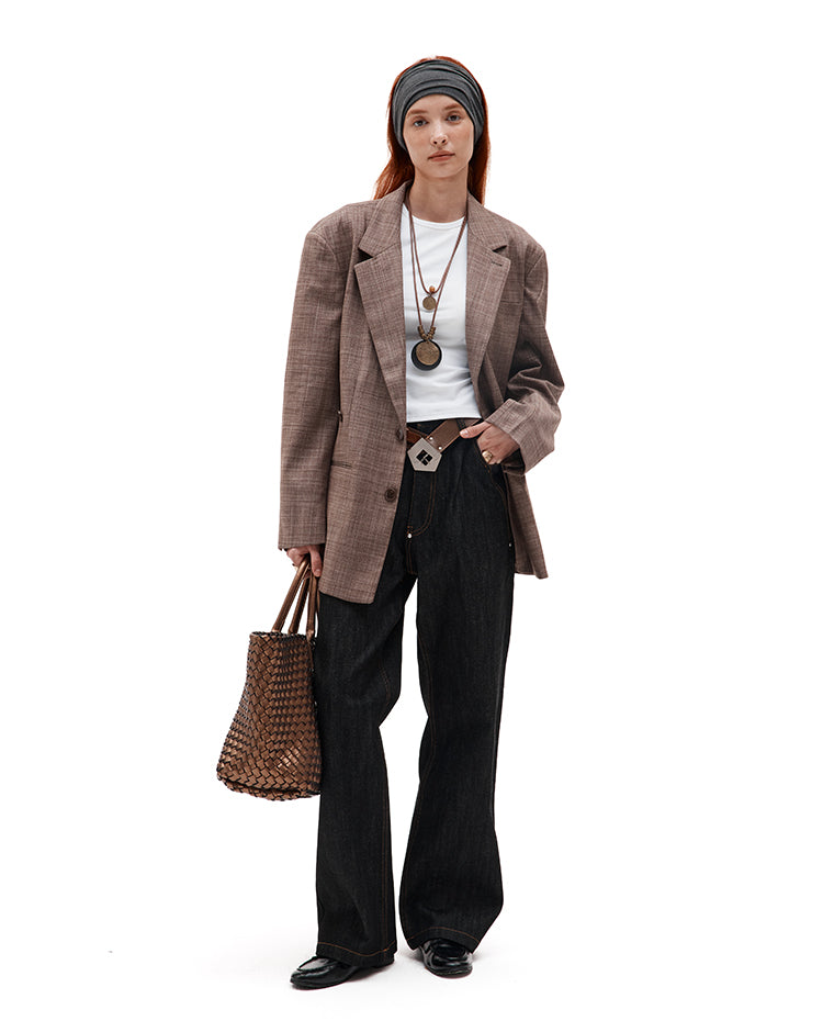 MADWITCH CHECKERED MID-LENGTH BLAZER #2712