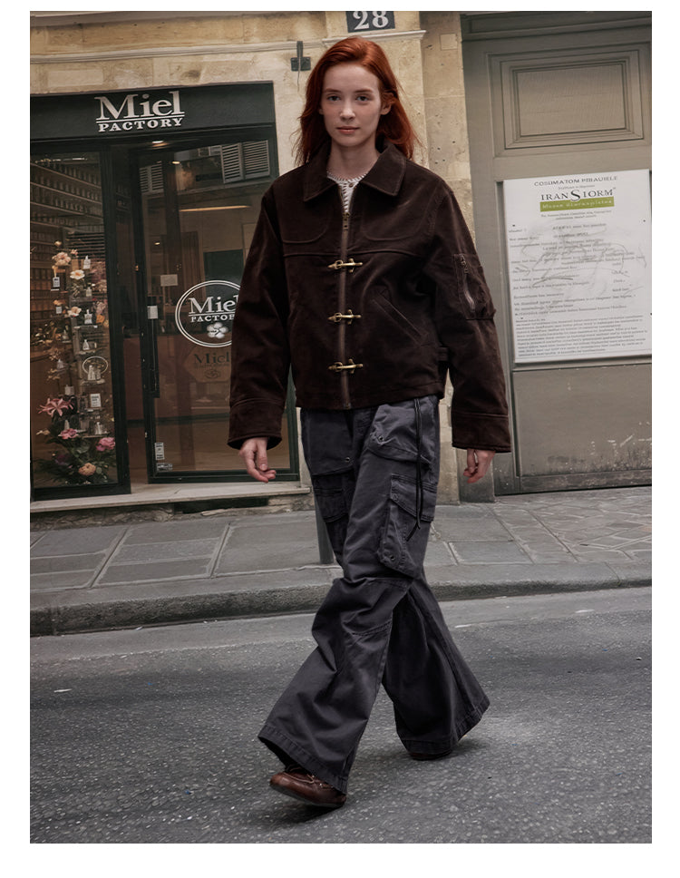 MADWITCH FAUX SUEDE CROP JACKET #MD256081