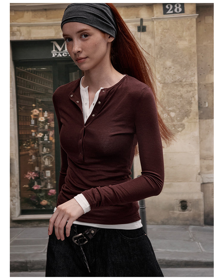 MADWITCH DOUBLE LAYER BUTTON SHIRT #G1439