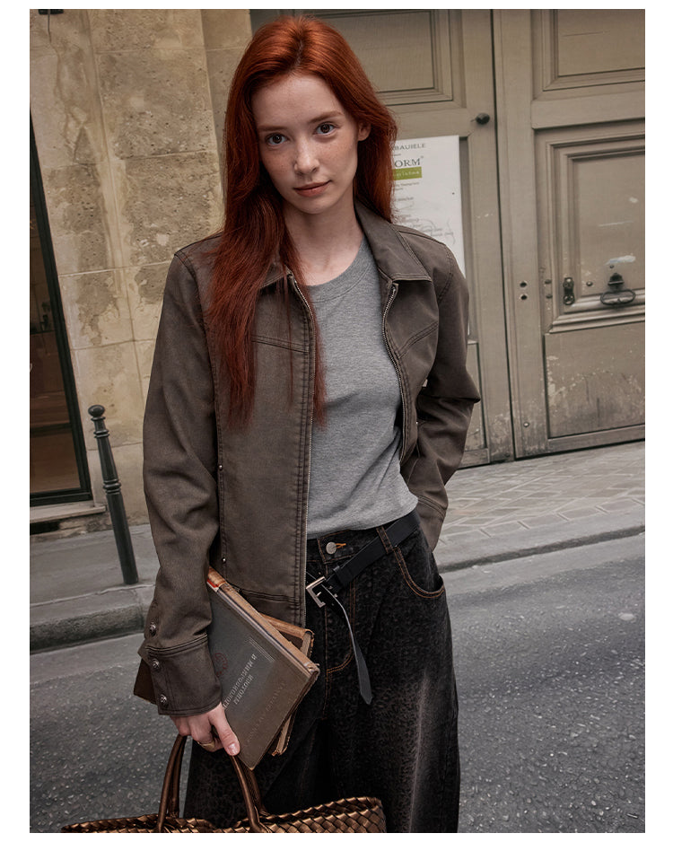 MADWITCH SLIM FIT PU LEATHER JACKET #C271Q25