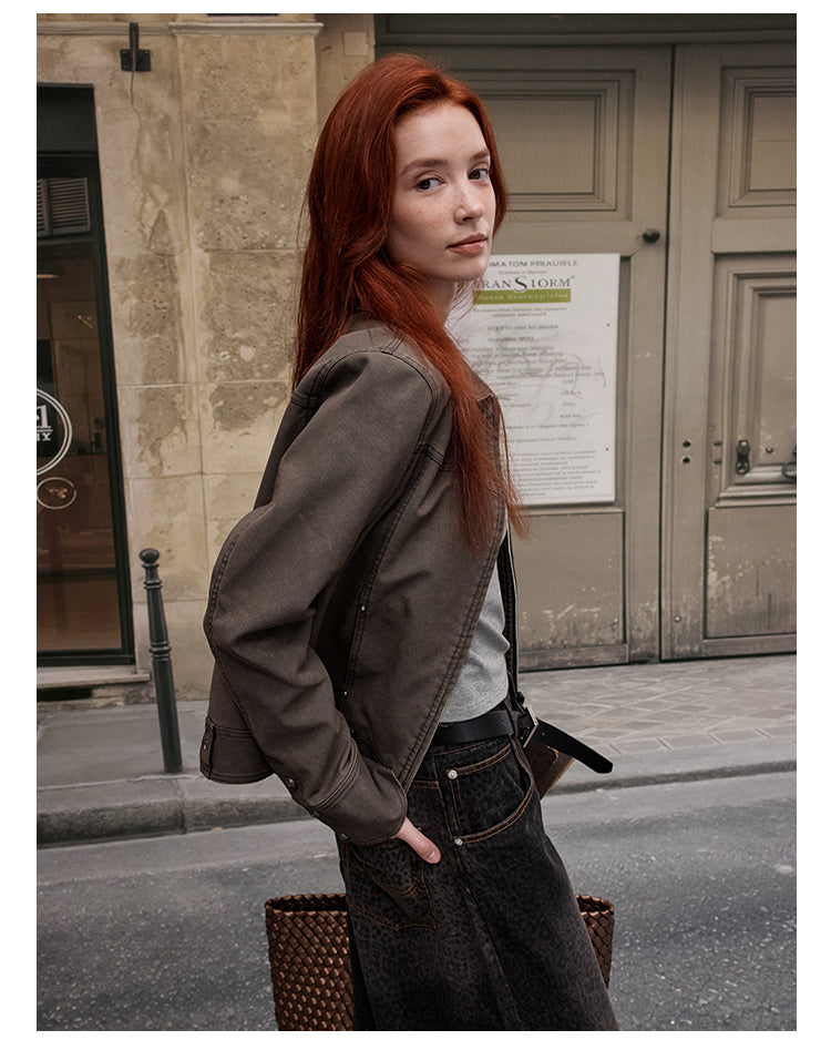 MADWITCH SLIM FIT PU LEATHER JACKET #C271Q25