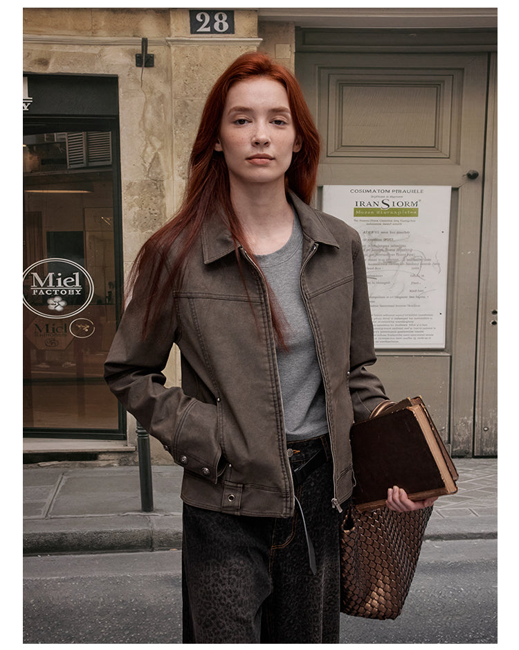 MADWITCH SLIM FIT PU LEATHER JACKET #C271Q25