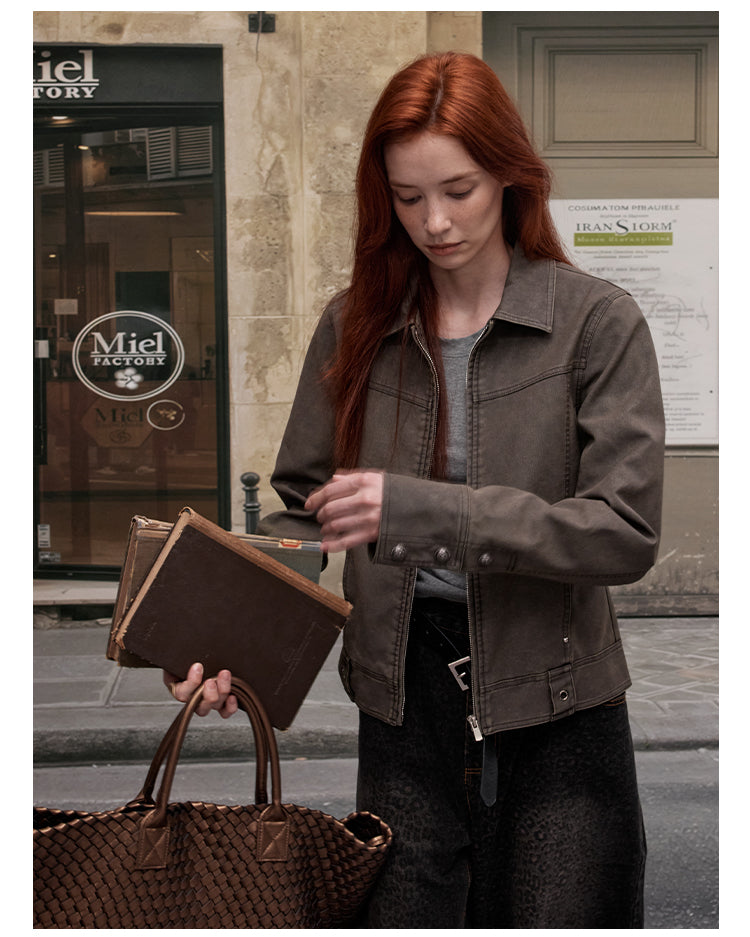 MADWITCH SLIM FIT PU LEATHER JACKET #C271Q25