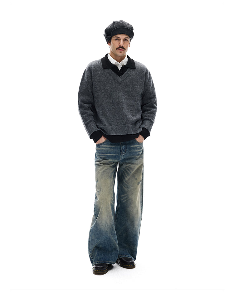 MADWITCH SPLIT COLLAR SWEATER #G530