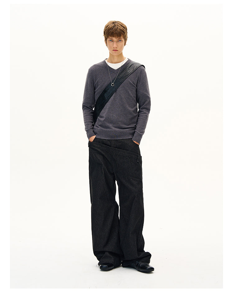 MADWITCH VINTAGE V-NECK WOOL SWEATER #M6662