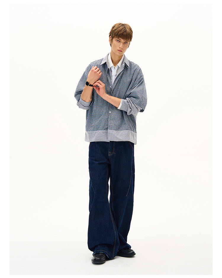 MADWITCH DECONSTRUCTED PANELED SHIRT #RC013