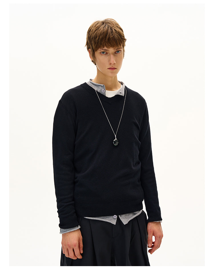 MADWITCH VINTAGE V-NECK WOOL SWEATER #M6662