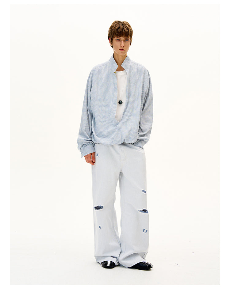 MADWITCH FAUX TWO-PIECE LONG SLEEVE SHIRT #CR608