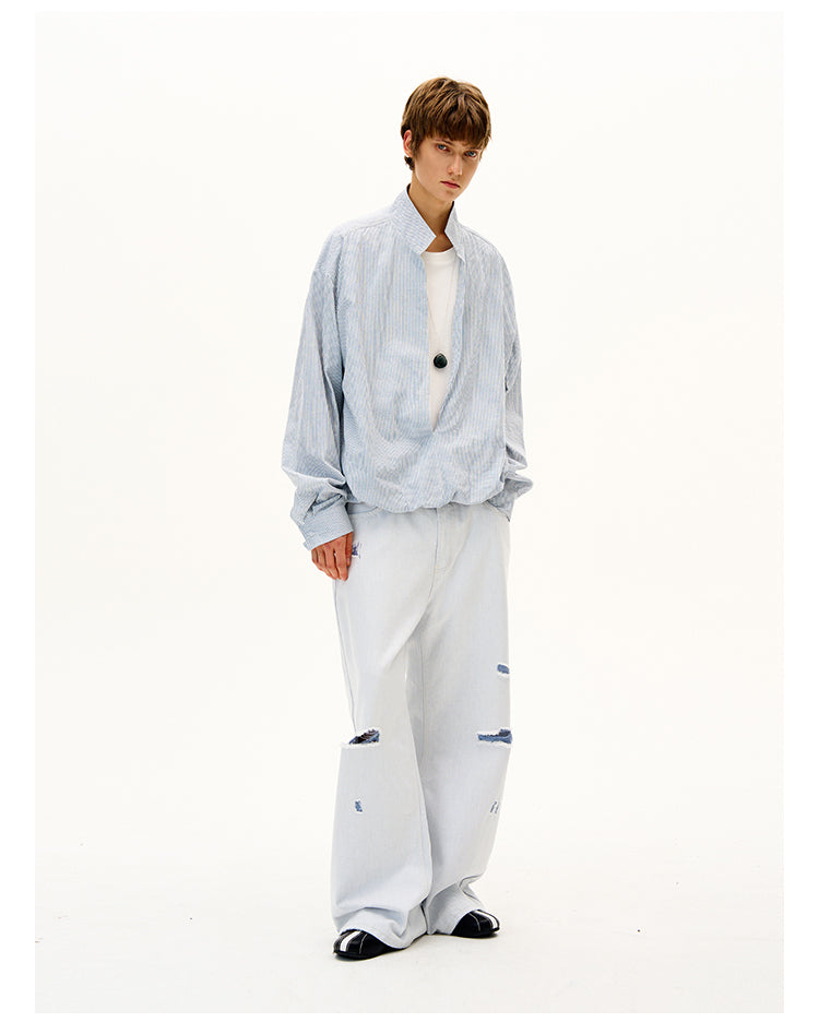MADWITCH FAUX TWO-PIECE LONG SLEEVE SHIRT #CR608