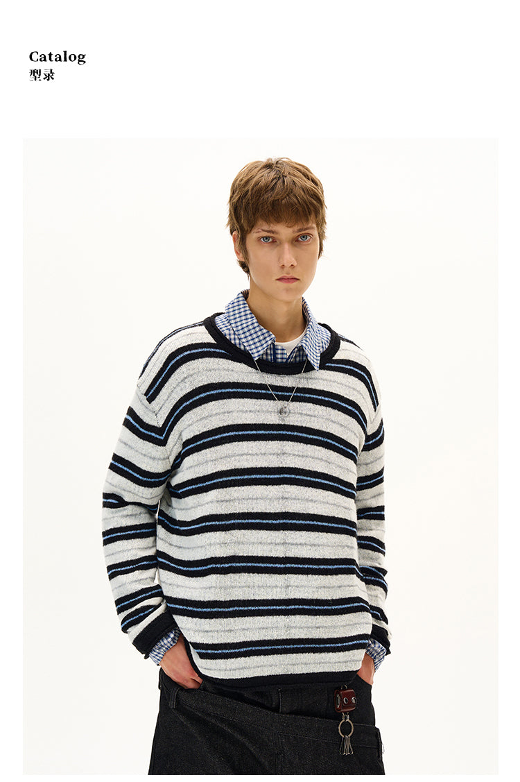 MADWITCH STRIPED KNIT SWEATER #51172