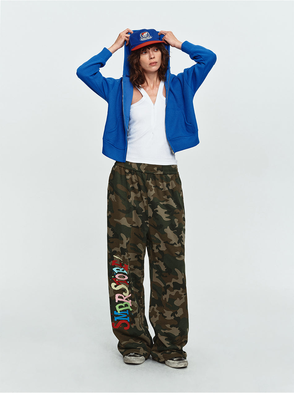 MADWITCH GRAFFITI CAMO-PRINT WIDE-LEG LOUNGE PANTS #C1062