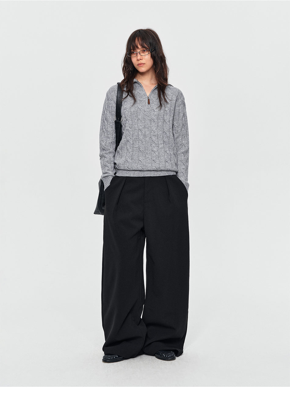 MADWITCH HALF-ZIP CABLE-KNIT WOOL-BLEND SWEATER #11809