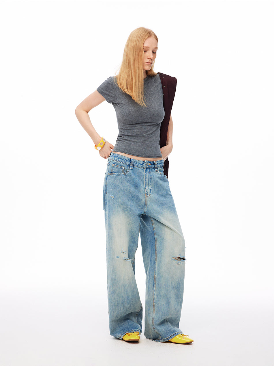 MADWITCH RIBBED CREWNECK CROPPED BABY TEE #69765
