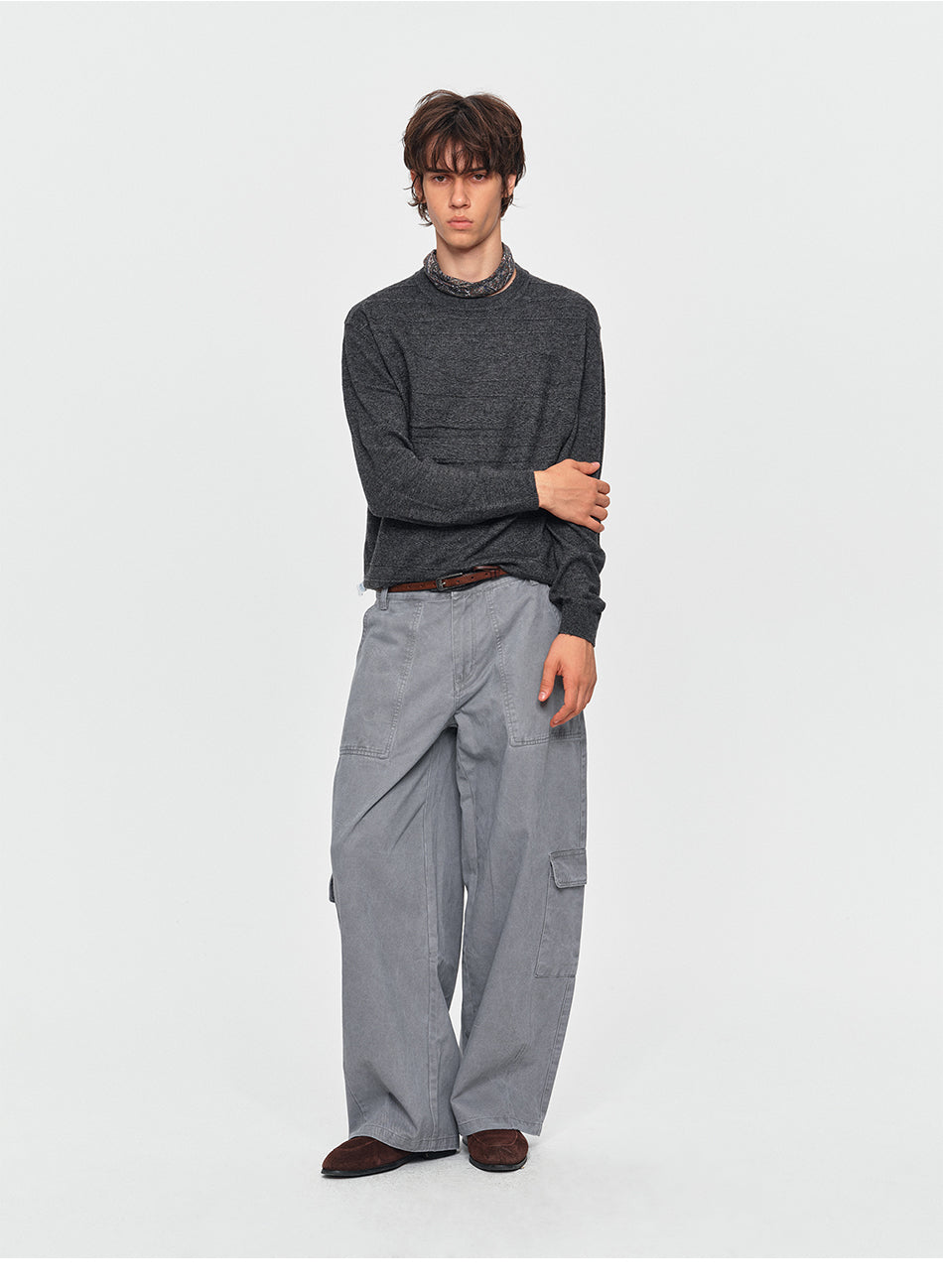 MADWITCH TEXTURED CREWNECK WOOL-BLEND SWEATER #32878