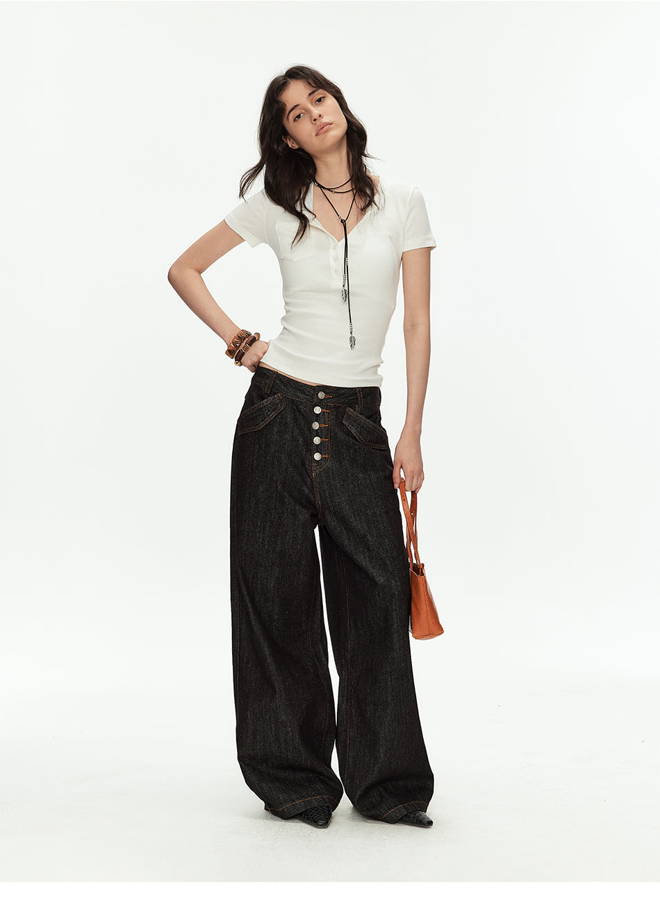 MADWITCH RAW DENIM PARIS BUCKLE PANTS #DR3329