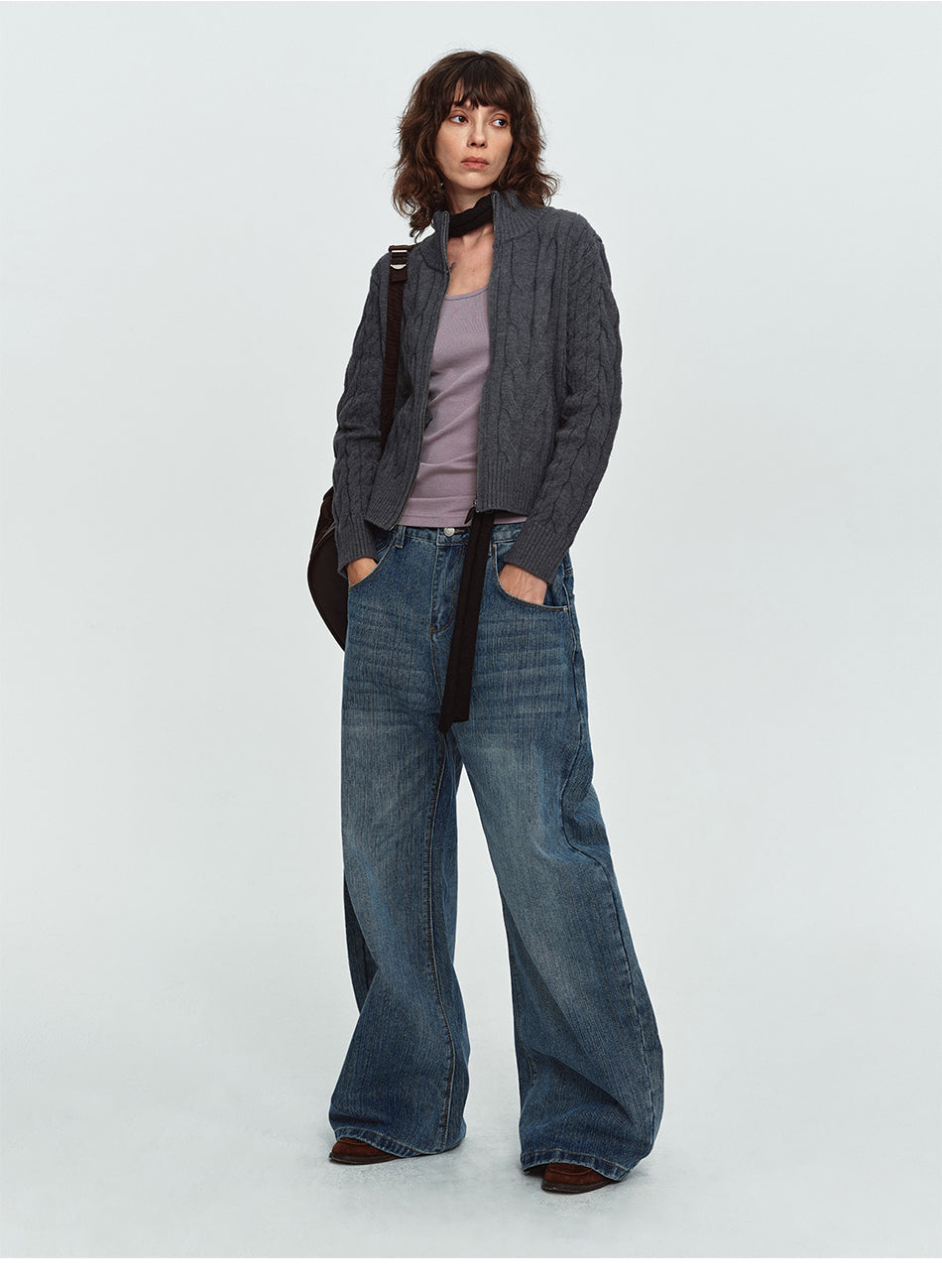 MADWITCH CINCH-BACK STUDDED CURVED-LEG JEANS #G60083