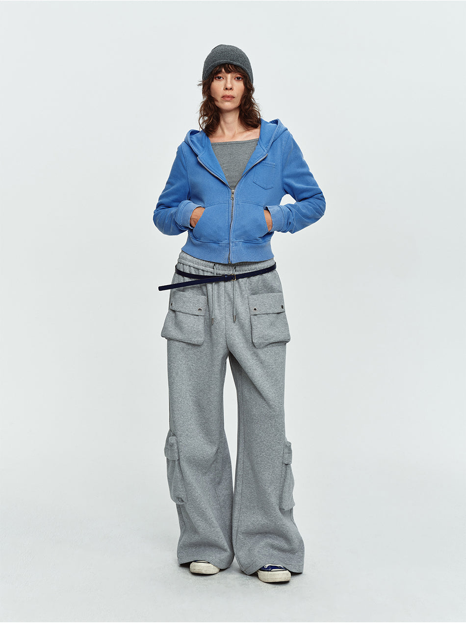 MADWITCH MULTI-POCKET DRAWSTRING WIDE-LEG SWEATPANTS #HL801