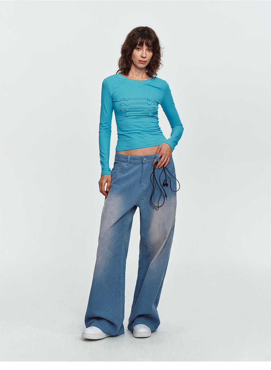 MADWITCH GRADIENT WASHED CORDUROY WIDE-LEG JEANS #G60130