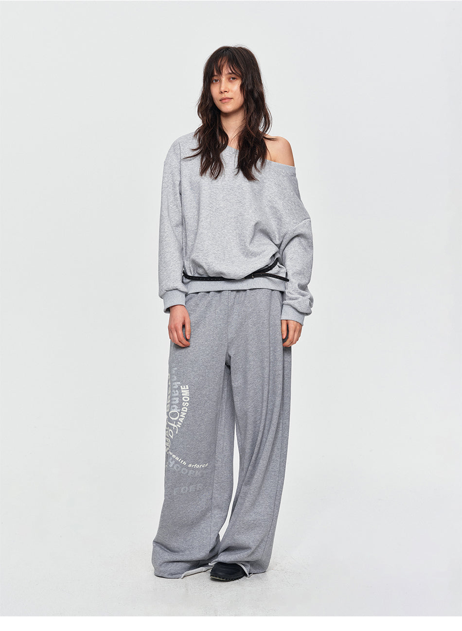 MADWITCH DISTRESSED GRAPHIC WIDE-LEG SWEATPANTS #C1035