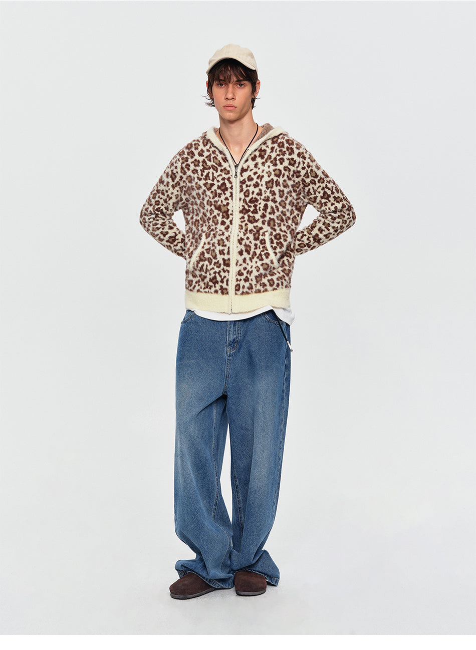 MADWITCH LEOPARD-PRINT PLUSH CROPPED ZIP HOODIE #2606MY2037