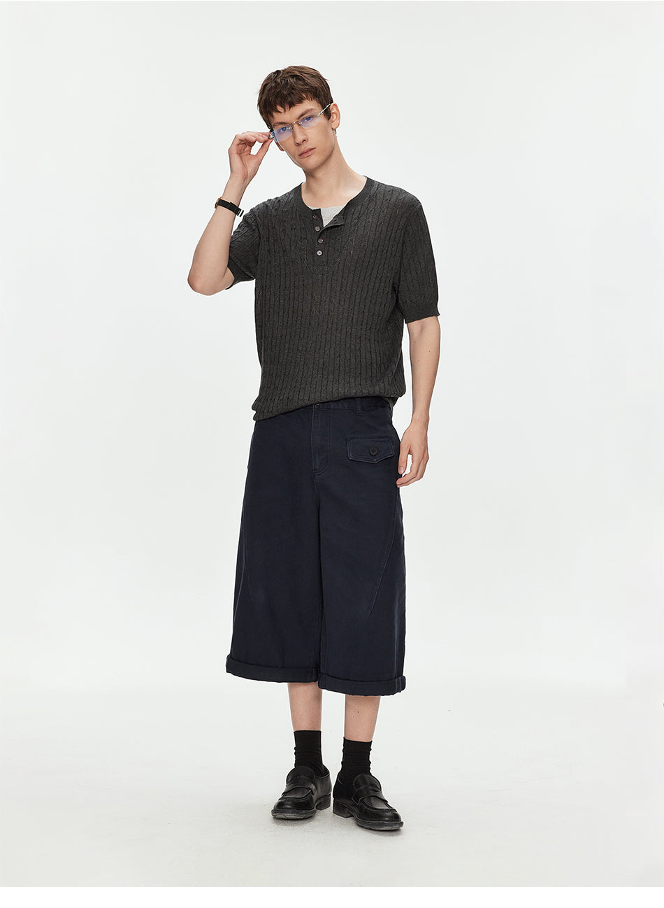 MADWITCH VINTAGE LYOCELL HENLEY KNIT SHIRT #AW26817