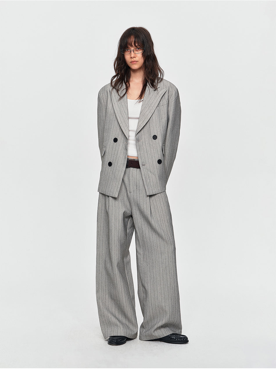 MADWITCH PINSTRIPE DOUBLE-BREASTED OVERSIZED BLAZER #AW26130
