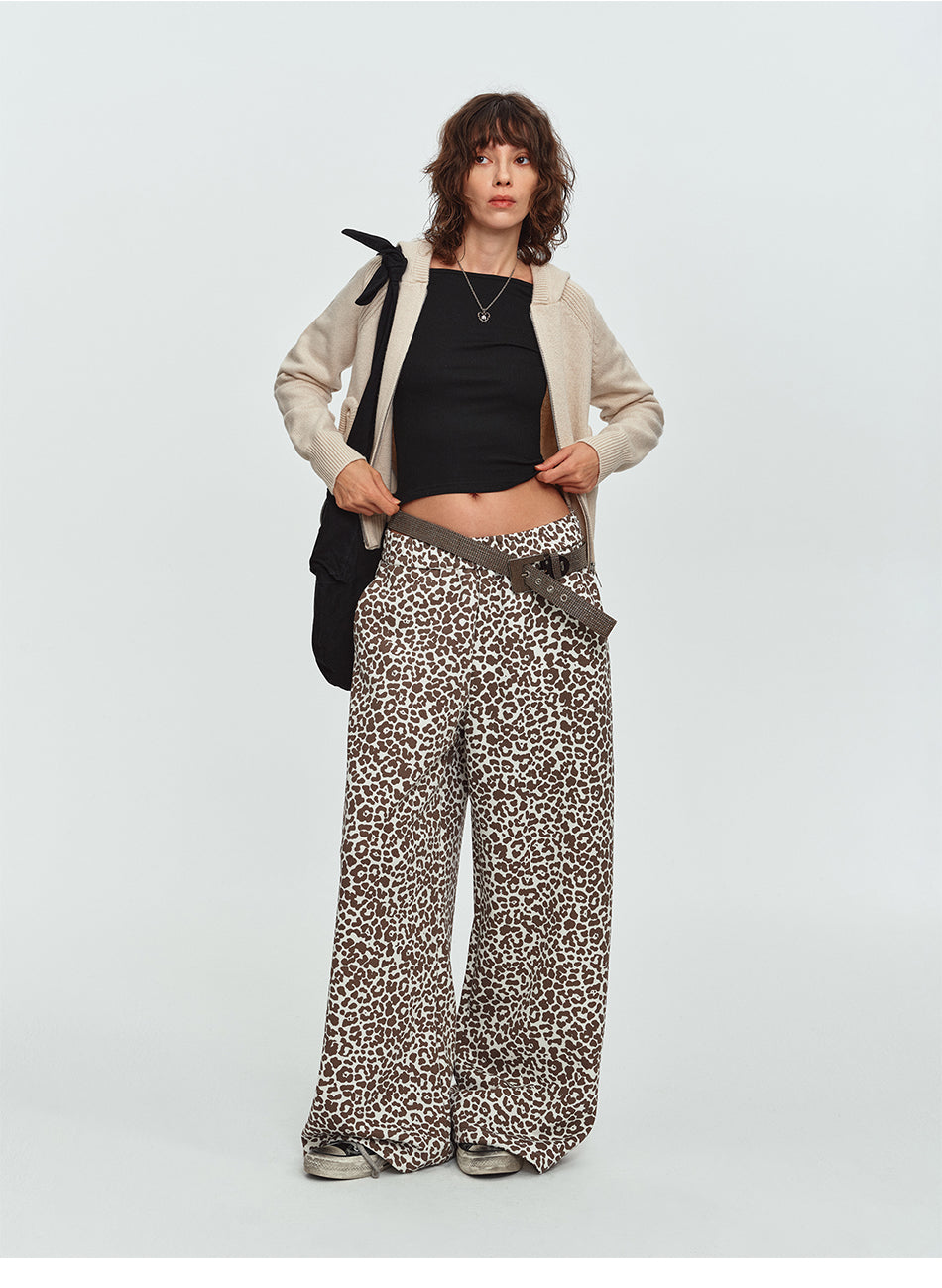 MADWITCH GRAPHIC-PRINT LEOPARD WIDE-LEG LOUNGE PANTS #C1070