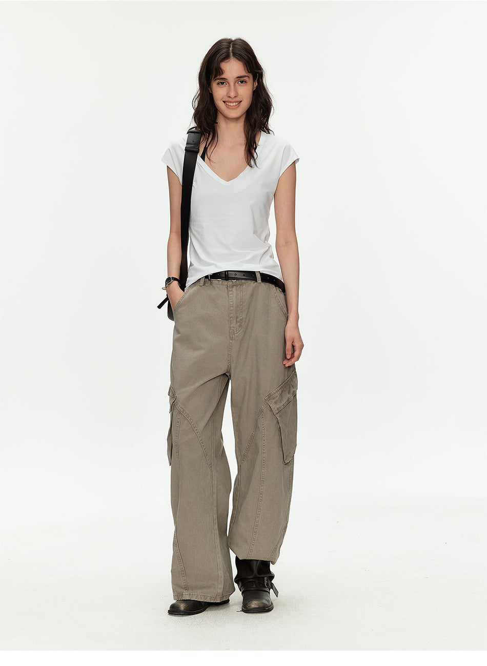 MADWITCH VINTAGE WASHED CURVED CARGO PANTS #K701