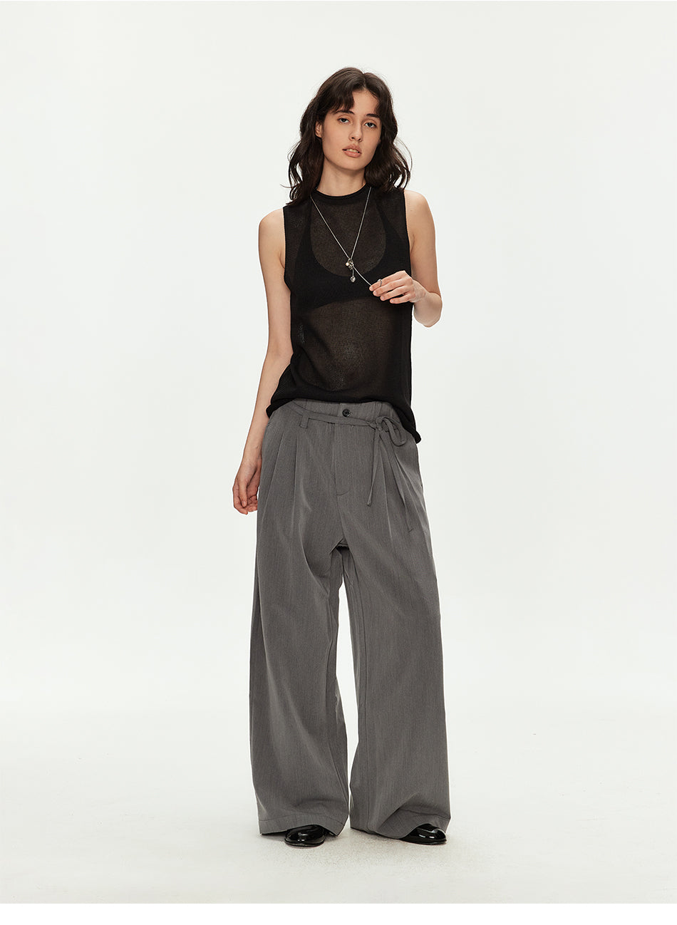 MADWITCH BELTED PLEATED WIDE TROUSERS #Z7611
