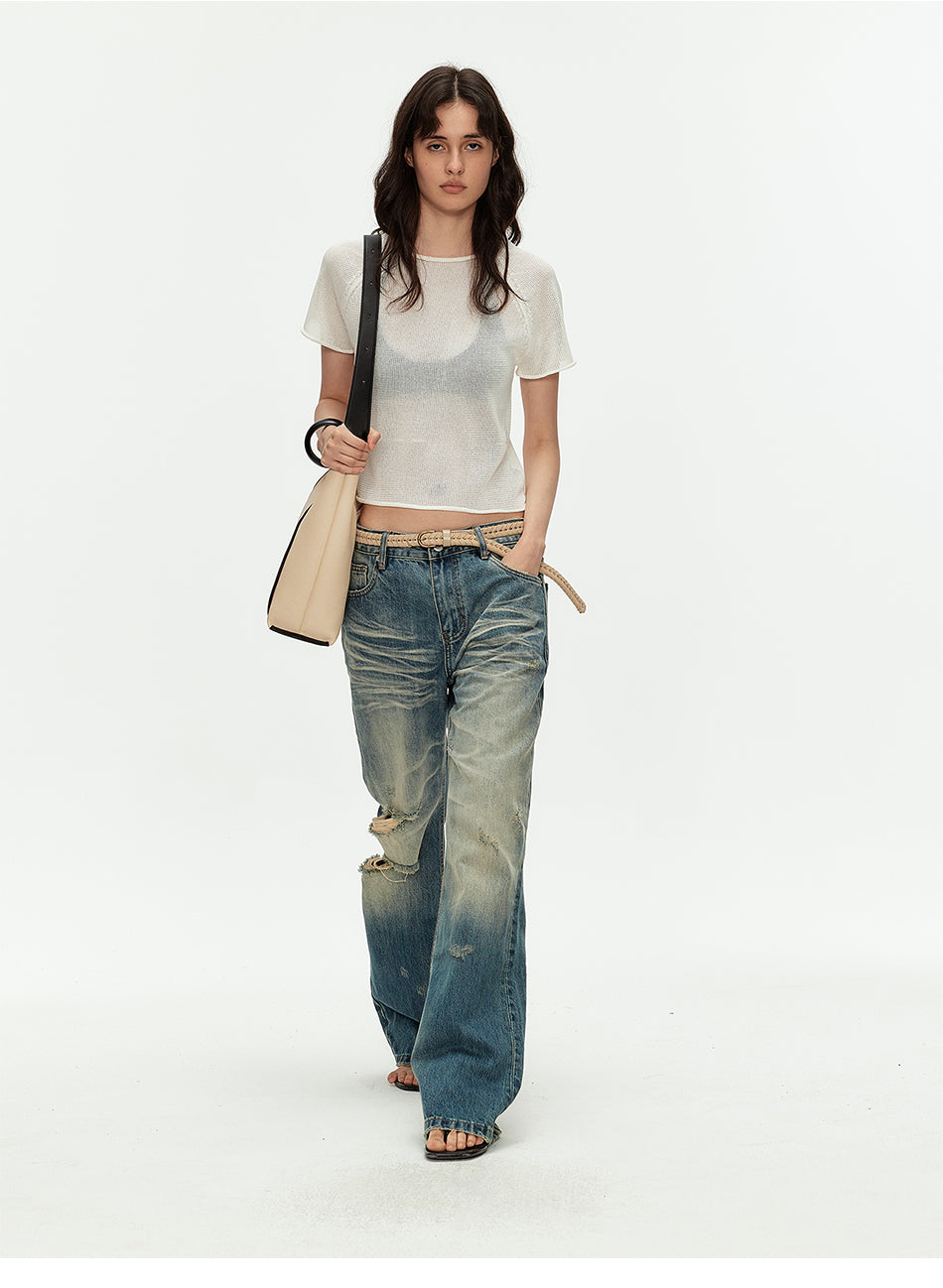 MADWITCH VINTAGE WHISKER FLARE JEANS #GPC5611