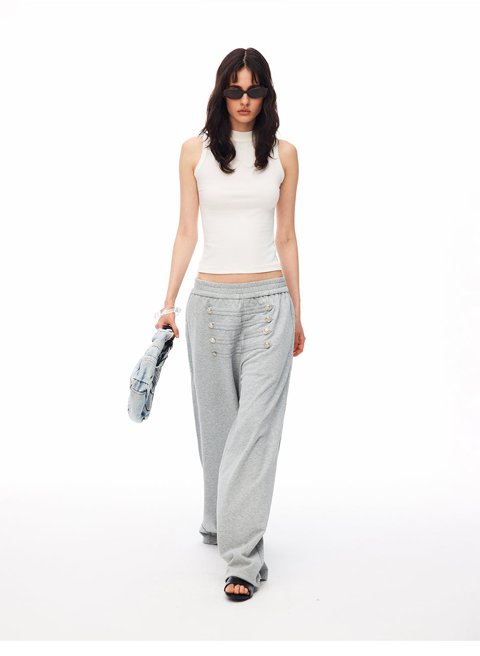 MADWITCH VINTAGE PALACE BUTTONED WIDE-LEG SWEATPANTS #L2026630